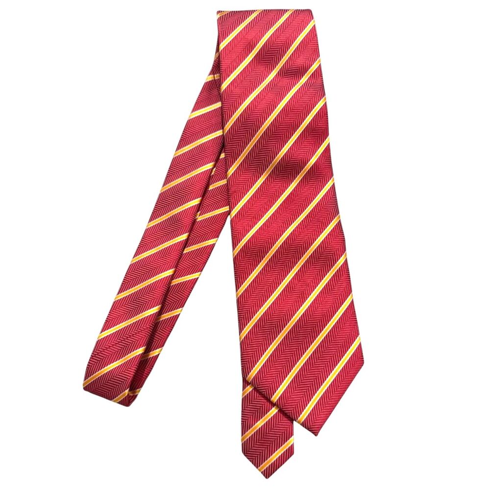 Tucci Firenze Creazioni 100% Silk Made in Italy Red & Gold Regimental Stripe Tie